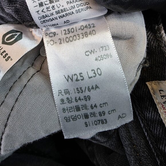 Levi's 501 Jeans Womens 25x30 Gray Black Button Fly High Rise Straight Denim - Picture 14 of 15